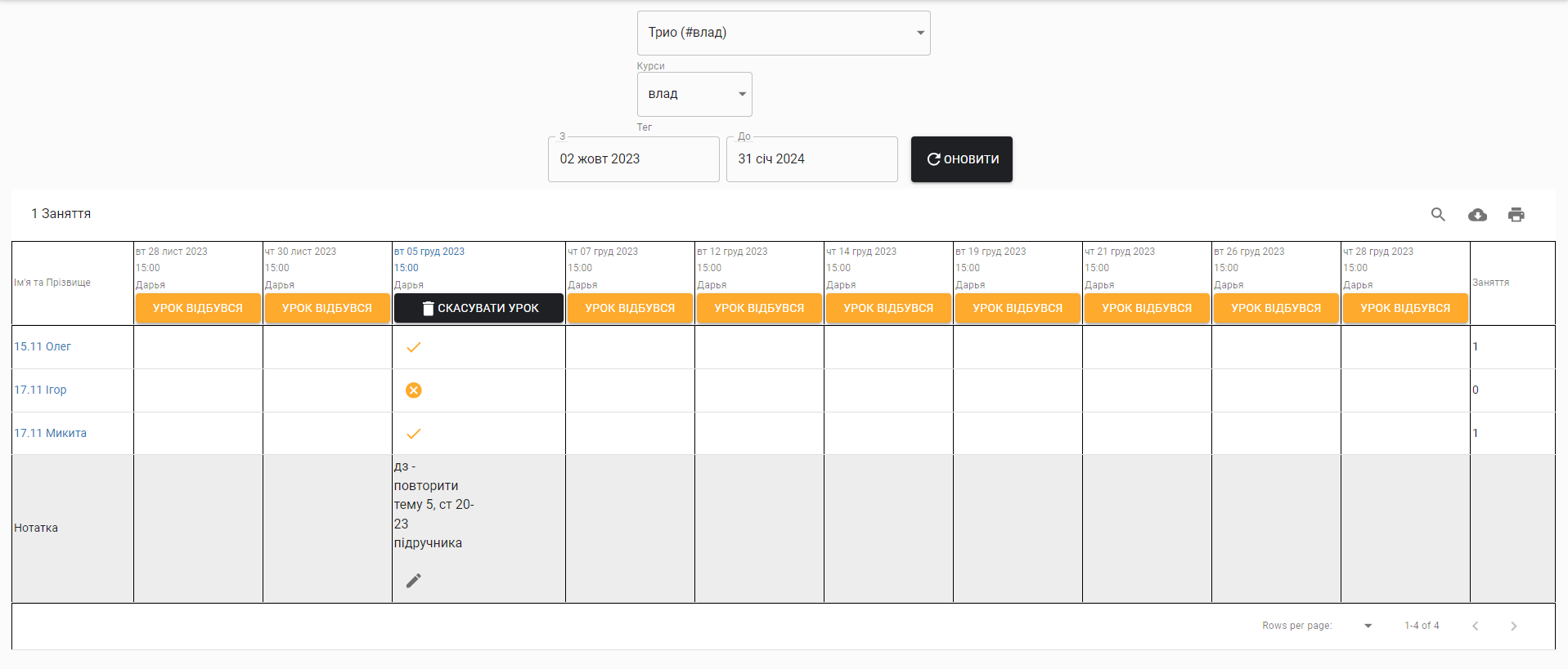 Groups and pair classes in Voopty Portal